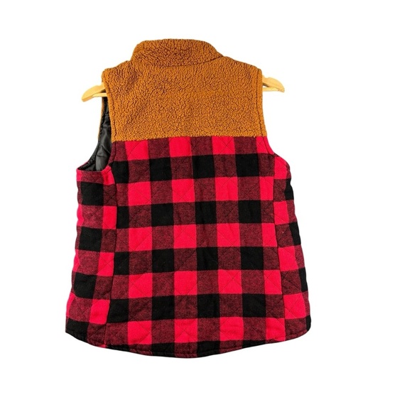 EUC Maurices Women’s Buffalo Plaid Sherpa-Lined Vest – Sz L (Red/Black Check) - Picture 8 of 12